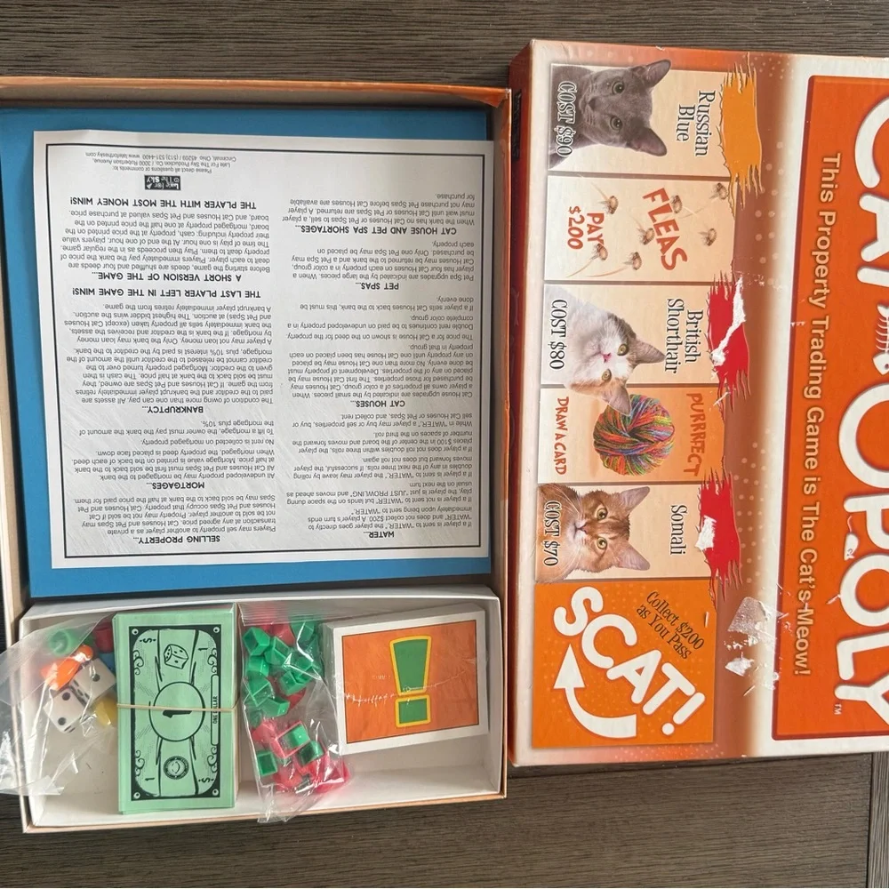 CATOPOLY COMPLETE GAME, LNIB PERSIAN SIAMESE EXOTIC BURMESE SPHYNX CAT OPOLY